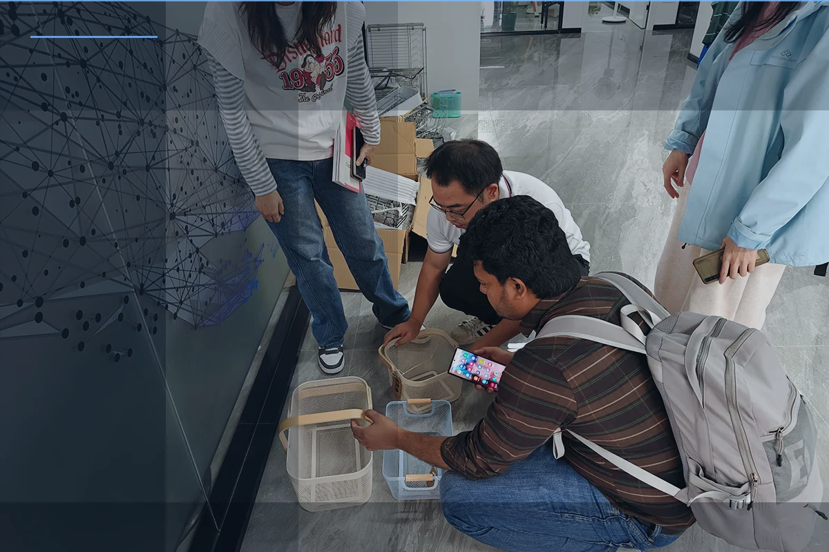 Wire product sample being checked during an engineering review