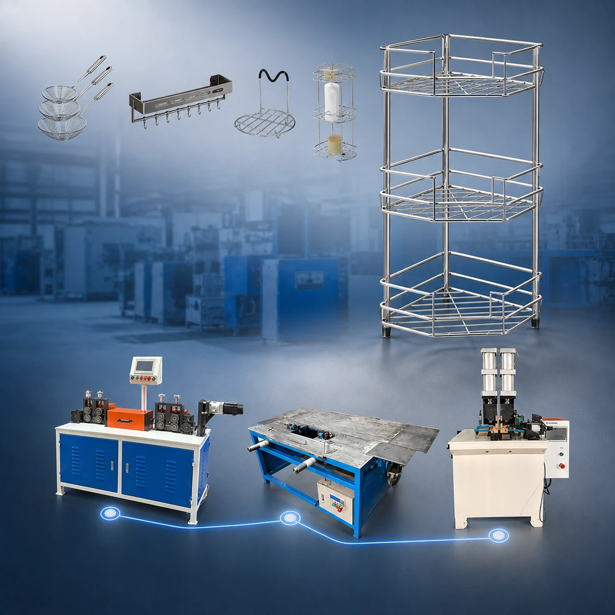 Kitchen and bathroom wire products with Jinchun forming and welding equipment