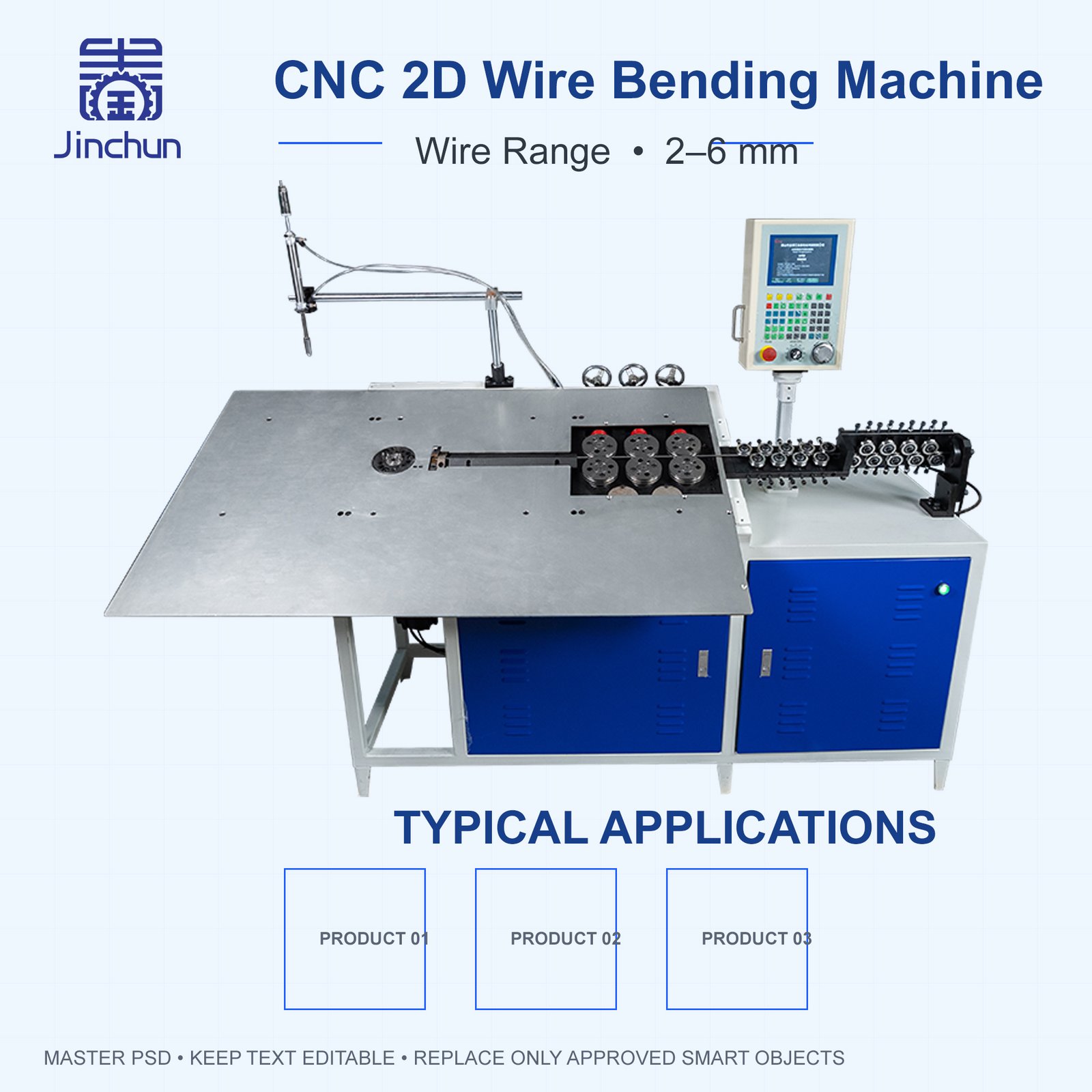 Jinchun 2–6 mm CNC 2D wire bending machine